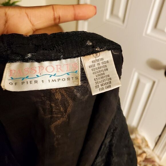 Vintage PASSPORTS  Pier One Black Dropped Waist Plated Dress - Picture 9 of 15